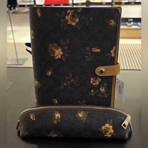 Coach Notebook In Signature Canvas With Floral Print and Pencil Case - Picture 1 of 3